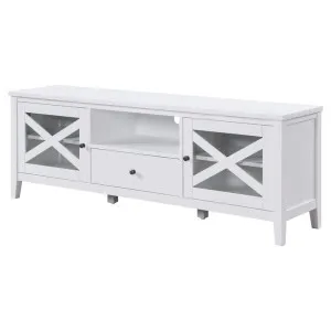 Winford Rubber Wood Timber 2 Door 1 Drawer TV Unit, 170cm, White by Woodland Furniture, a Entertainment Units & TV Stands for sale on Style Sourcebook