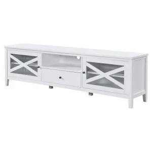 Winford Rubber Wood Timber 2 Door 1 Drawer TV Unit, 210cm, White by Woodland Furniture, a Entertainment Units & TV Stands for sale on Style Sourcebook
