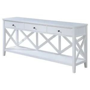 Winford Rubber Wood Timber Console Table, 176cm, White by Woodland Furniture, a Console Table for sale on Style Sourcebook
