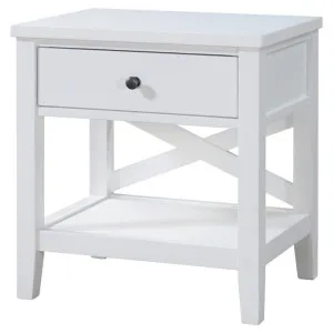 Winford Rubber Wood Timber Lamp Table, White by Woodland Furniture, a Side Table for sale on Style Sourcebook
