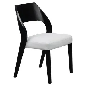 Enchante Rubber Wood Dining Chair with Fabric Seat, Black / Off White by Woodland Furniture, a Dining Chairs for sale on Style Sourcebook