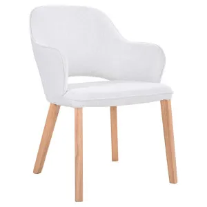 Opulentia Fabric Carver Dining Chair, Off White by Woodland Furniture, a Dining Chairs for sale on Style Sourcebook