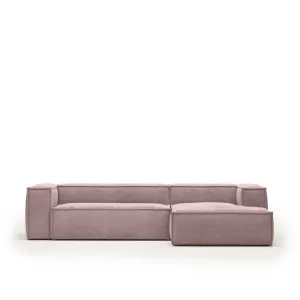 Blok 3 seater sofa with right side chaise longue in pink wide seam corduroy, 300 cm by Kave Home, a Sofas for sale on Style Sourcebook
