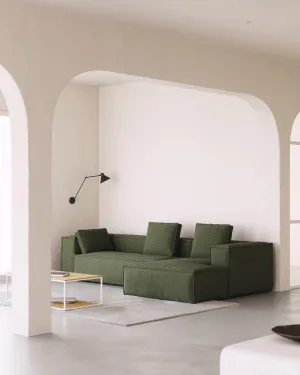Blok 3 seater sofa with right side chaise longue in green wide seam corduroy, 300 cm by Kave Home, a Sofas for sale on Style Sourcebook