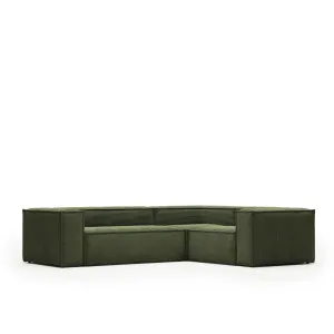 Blok 3 seater corner sofa in green wide seam corduroy, 290 x 230 cm / 230 cm 290 cm by Kave Home, a Sofas for sale on Style Sourcebook