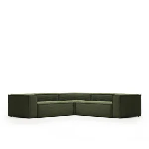 Blok 4 seater corner sofa in wide seam green corduroy, 290 x 290 cm by Kave Home, a Sofas for sale on Style Sourcebook