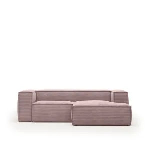 Blok 2 seater sofa with right side chaise longue in pink wide seam corduroy, 240 cm by Kave Home, a Sofas for sale on Style Sourcebook