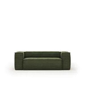 Blok 2 seater sofa in green wide seam corduroy, 210 cm by Kave Home, a Sofas for sale on Style Sourcebook