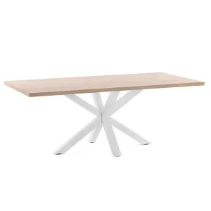 Argo table in melamine with natural finish and steel legs with white finish 200 x 100 cm by Kave Home, a Dining Tables for sale on Style Sourcebook