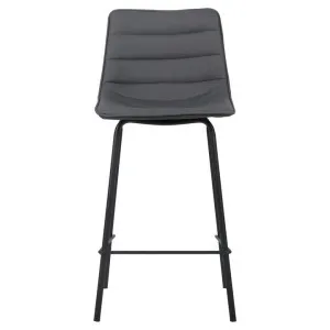 Nativa Faux Leather & Metal Counter Stool, Charcoal / Black by Viterbo Modern Furniture, a Bar Stools for sale on Style Sourcebook