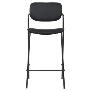 Maris Faux Leather & Metal Counter Stool, Black / Black by Viterbo Modern Furniture, a Bar Stools for sale on Style Sourcebook