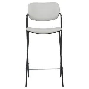 Maris Faux Leather & Metal Counter Stool, Ice Grey / Black by Viterbo Modern Furniture, a Bar Stools for sale on Style Sourcebook