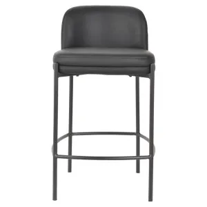 Moritzio Faux Leather & Metal Counter Stool, Black by Viterbo Modern Furniture, a Bar Stools for sale on Style Sourcebook