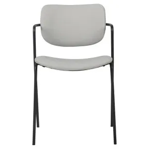 Maris Faux Leather & Metal Dining Chair, Ice Grey / Black by Viterbo Modern Furniture, a Dining Chairs for sale on Style Sourcebook
