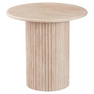Vespera Travertine Effect Round Side Table by Viterbo Modern Furniture, a Side Table for sale on Style Sourcebook