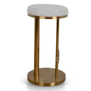 Jovan 68cm Brushed Gold Bar Stool - Silver Grey Boucle by Interior Secrets - AfterPay Available by Interior Secrets, a Bar Stools for sale on Style Sourcebook