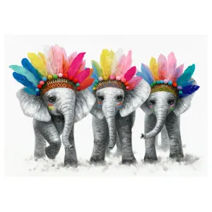 "Tribal Elephants" Stretched Canvas Wall Art Print, 100cm by PNC Imports, a Artwork & Wall Decor for sale on Style Sourcebook