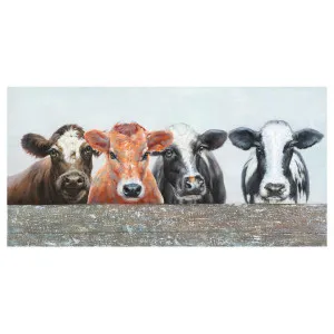 "Bovine Quartet Behind the Bullpen" Stretched Canvas Wall Art Print, 100cm by PNC Imports, a Artwork & Wall Decor for sale on Style Sourcebook