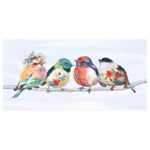 "Songbird Quartet with Floral Plumage" Stretched Canvas Wall Art Print, 100cm by PNC Imports, a Artwork & Wall Decor for sale on Style Sourcebook
