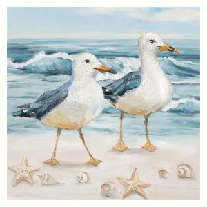 "Gulls on Shells" Stretched Canvas Wall Art Print, 50cm by PNC Imports, a Artwork & Wall Decor for sale on Style Sourcebook