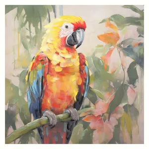 "Rainbow Macaw's Jungle Perch" Stretched Canvas Wall Art Print, 80cm by PNC Imports, a Artwork & Wall Decor for sale on Style Sourcebook