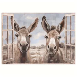 "Donkeys at the Window" Stretched Canvas Wall Art Print, 100cm by PNC Imports, a Artwork & Wall Decor for sale on Style Sourcebook
