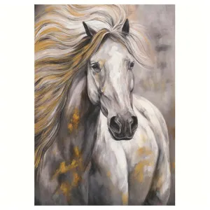 "White Horse with Golden Gleam" Stretched Canvas Wall Art Print, 100cm by PNC Imports, a Artwork & Wall Decor for sale on Style Sourcebook