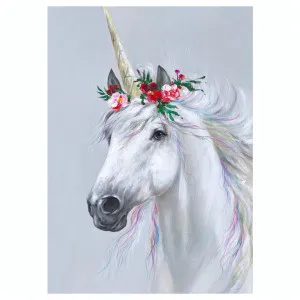 "Floral Crowned Unicorn" Stretched Canvas Wall Art Print, 70cm by PNC Imports, a Artwork & Wall Decor for sale on Style Sourcebook