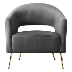 Barletta Armchair Grey Velvet 750X730X750Mm by Florabelle Living, a Chairs for sale on Style Sourcebook
