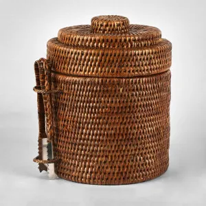 Paume Rattan Ice Bucket W Tong Antique Brown by Florabelle Living, a Barware for sale on Style Sourcebook