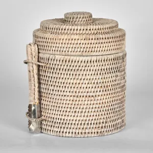 Paume Rattan Ice Bucket W Tong White Wash by Florabelle Living, a Barware for sale on Style Sourcebook