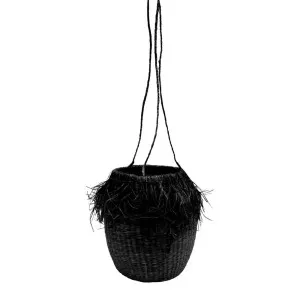 Barbados Seagrass Jute Hanging Planter Large Black by Florabelle Living, a Baskets & Boxes for sale on Style Sourcebook