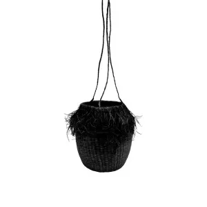 Barbados Seagrass Jute Hanging Planter Small Black by Florabelle Living, a Baskets & Boxes for sale on Style Sourcebook
