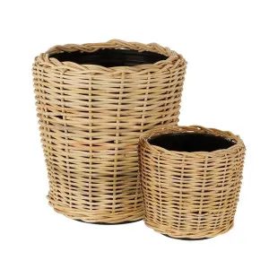Round Rattan Basket Set Of 2 Natural by Florabelle Living, a Baskets & Boxes for sale on Style Sourcebook