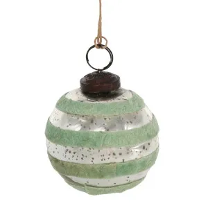 Velvet Stripe Bauble Green by Florabelle Living, a Christmas for sale on Style Sourcebook