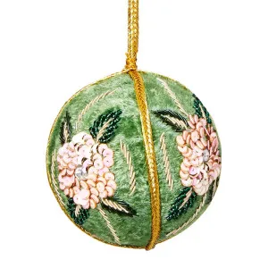Velvet Flower Bauble Green by Florabelle Living, a Christmas for sale on Style Sourcebook