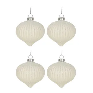 Blanc Boxed Set Of 4 Baubles by Florabelle Living, a Christmas for sale on Style Sourcebook