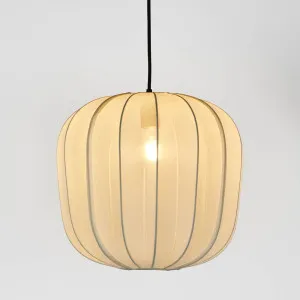Pumpkin Ceiling Pendant Medium Ivory With Black Cord Drop by Florabelle Living, a Pendant Lighting for sale on Style Sourcebook