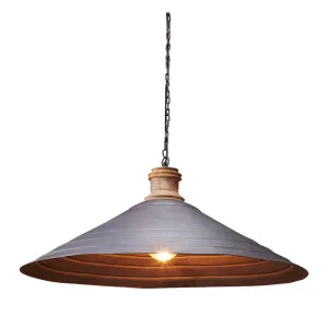 Hudson Ceiling Pendant Antique Zinc And Wood by Florabelle Living, a Pendant Lighting for sale on Style Sourcebook