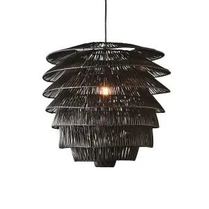 Saba Rattan Ceiling Pendant Black by Florabelle Living, a Pendant Lighting for sale on Style Sourcebook
