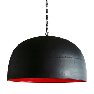 Noir Ceiling Pendant Large Black With Red Interior by Florabelle Living, a Pendant Lighting for sale on Style Sourcebook