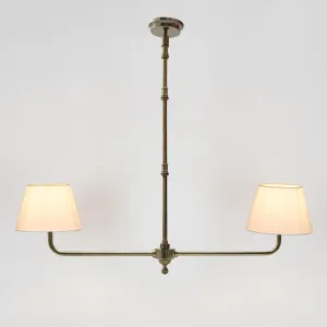 Sheridan Two Arm Chandelier Antique Brass by Florabelle Living, a Pendant Lighting for sale on Style Sourcebook