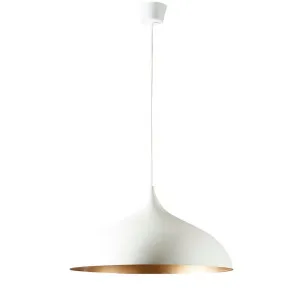 Macmillan Ceiling Pendant Large Oval White And Brass by Florabelle Living, a Pendant Lighting for sale on Style Sourcebook