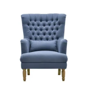 Bayside Hamptons Buttoned Armchair Navy Linen Blend by Florabelle Living, a Chairs for sale on Style Sourcebook