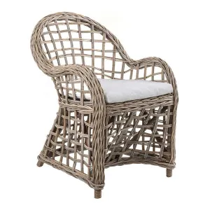 Mauritius Wicker Arm Chair With Cushion by Florabelle Living, a Chairs for sale on Style Sourcebook