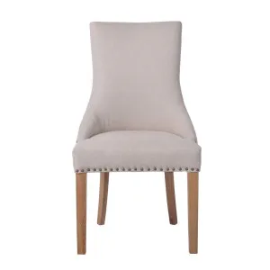 Bordeaux Studded Beige Oakwood Dining Chair by Florabelle Living, a Chairs for sale on Style Sourcebook