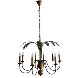 Palm Leaves Iron Chandelier 8 Lights by Florabelle Living, a Chandeliers for sale on Style Sourcebook