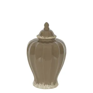 Montreal Fluted Jar Medium Taupe by Florabelle Living, a Vases & Jars for sale on Style Sourcebook