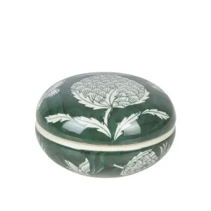Thistle Trinket Round Bowl W Lid Green And White by Florabelle Living, a Vases & Jars for sale on Style Sourcebook