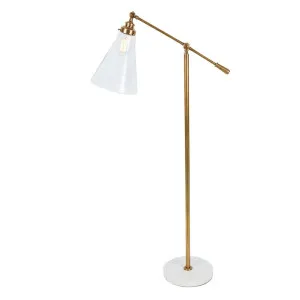 Verona Floor Lamp With Marble Base Brass by Florabelle Living, a Floor Lamps for sale on Style Sourcebook